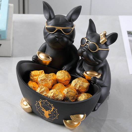 Coole Bulldoggen- Skulptur - Dekofigur für Tierfreunde